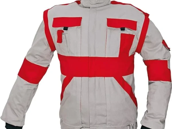 Kokvilnas darba jaka MAX, pelēka, 6 kabatas, noņemamas piedurknes, trikotāžas manžetes